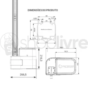 MOTOR BASCULANTE ROSSI NEW BV ATTO VIP 127V C/ ACIONAMENTO 1.65MT