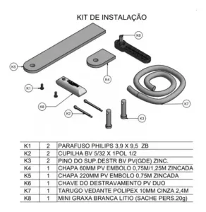 GAREN MOTOR PV 1/2 SIMPLES 1.25M TSI 350KG 110/220V DIREITO