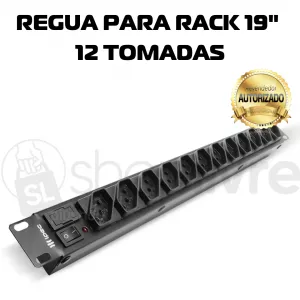 IPEC REGUA P/ RACK 19" 12 TOMADAS CABO 1,10M