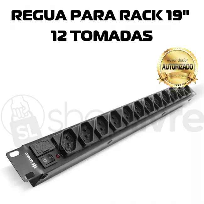 IPEC REGUA P/ RACK 19" 12 TOMADAS CABO 1,10M